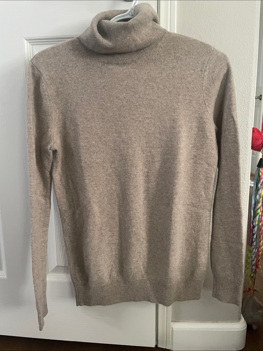 Cashmere Neutral Taupe Turtleneck Sweater